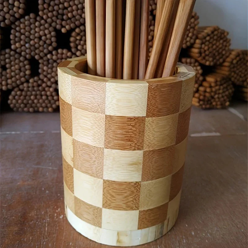Bamboo Kitchen Utensil Holder – Natural Wood