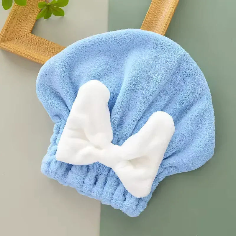 Soft Water-Absorbent Shower Cap with Stylish Bow