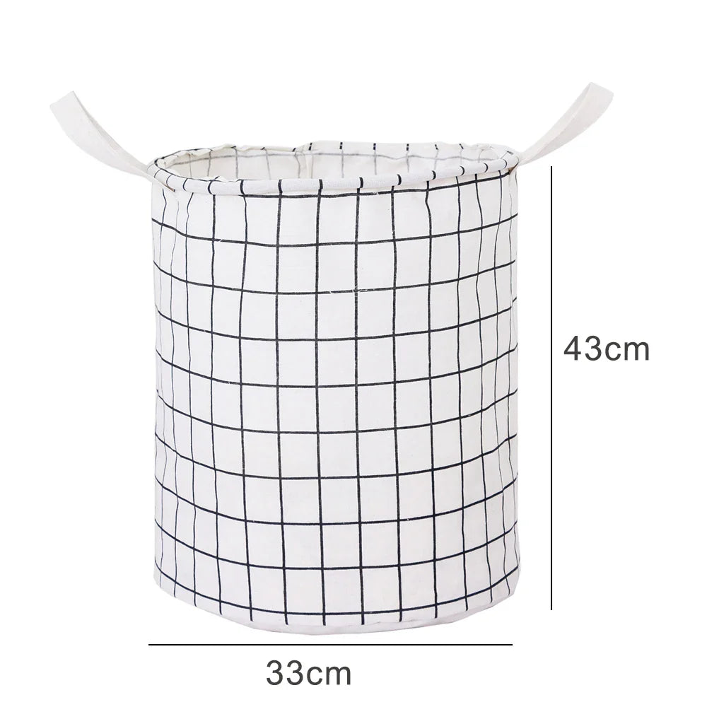 Foldable Cotton Linen Laundry Basket - Waterproof Toy & Clothes Storage (Each)