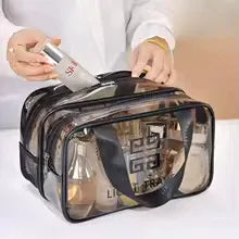 Double Layer Transparent Cosmetic Bag – Large Travel Makeup Organizer
