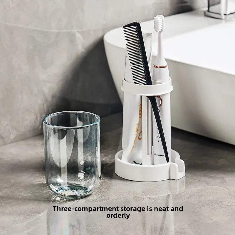 Toothbrush Holder with Quick-Dry Cup & Storage Shelf