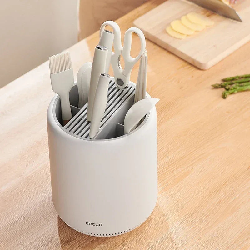 360° Rotating Kitchen Cutlery & Knife Holder Rack