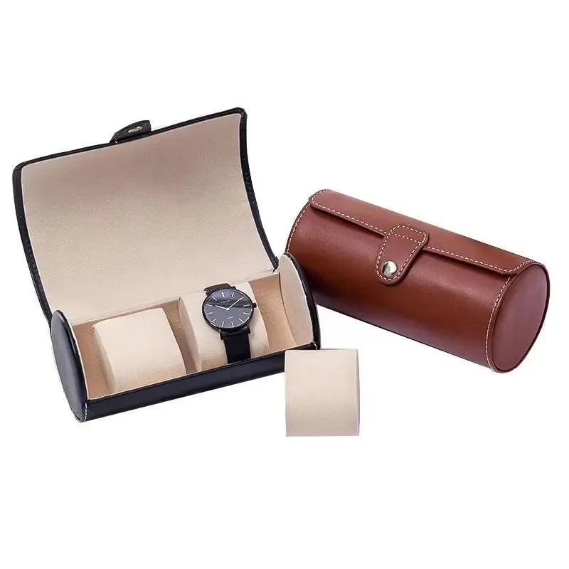 3-Slot Watch Storage Box – PU Leather Organizer