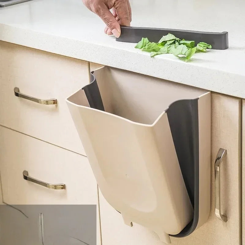 Wall Mounted Folding Trash Bin – Kitchen & Car Hanging Garbage Can