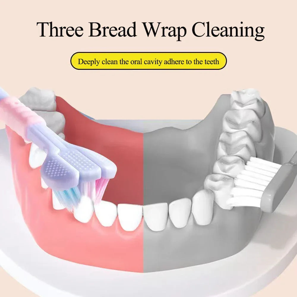 3-Sided Toothbrush with Tongue Cleaner – Soft Bristles