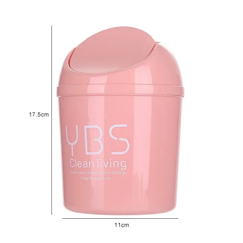 Mini Desktop Trash Can with Shake Cover – Plastic Dustbin for Home & Office