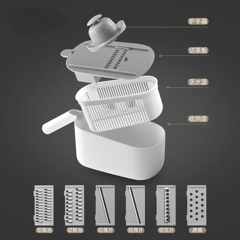 Multifunctional Vegetable Slicer & Cutter with Adjustable Blades