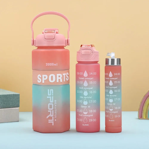 3-Piece Sports Water Bottle Set – Large Capacity Leak-Proof (Random)