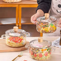 Printed High Borosilicate Glass Pot – Heat Resistant Cooking Bowl