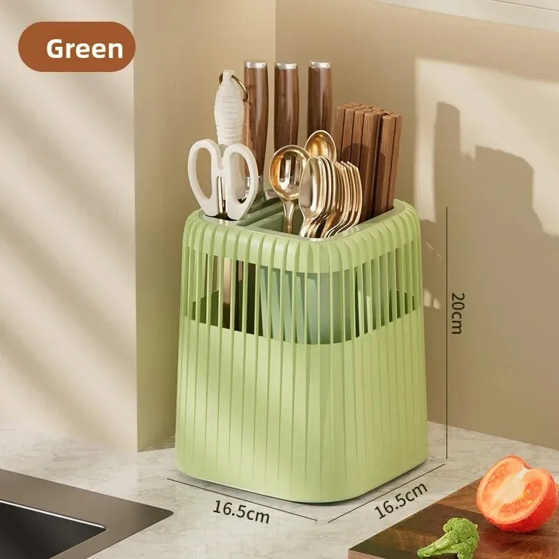 Rotating Knife & Utensil Storage Rack – Multi-Functional Organizer