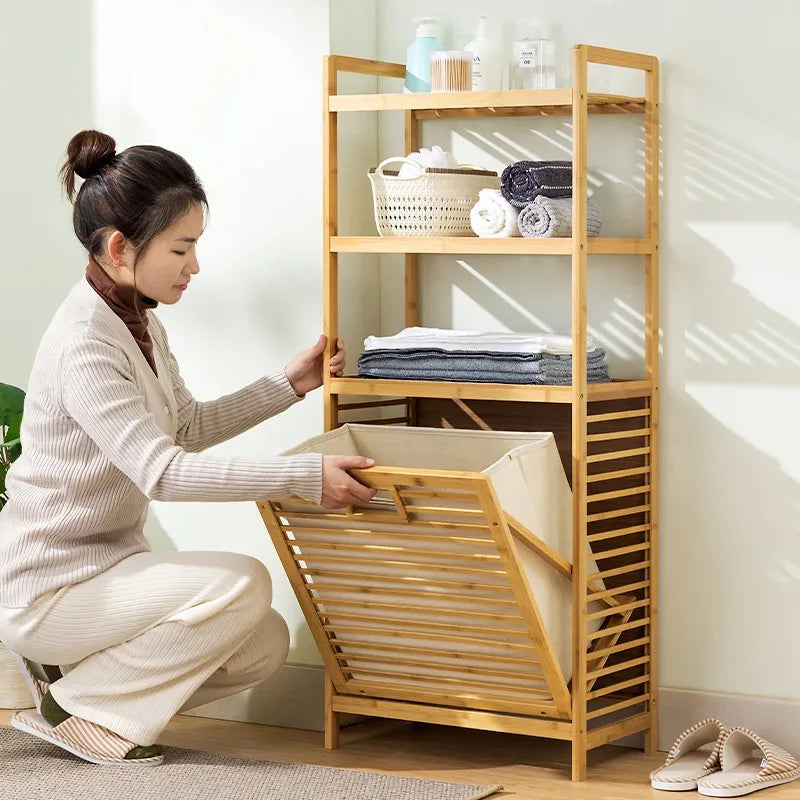 Wood Vine Weaving Laundry Basket – Large Capacity (Single Layer)