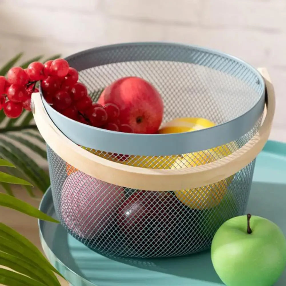 Wire Mesh Fruit & Vegetable Basket – Round Portable
