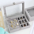 Thickened Velvet Jewelry Box - Dustproof Lockable Ring & Earring Organizer (Random color)
