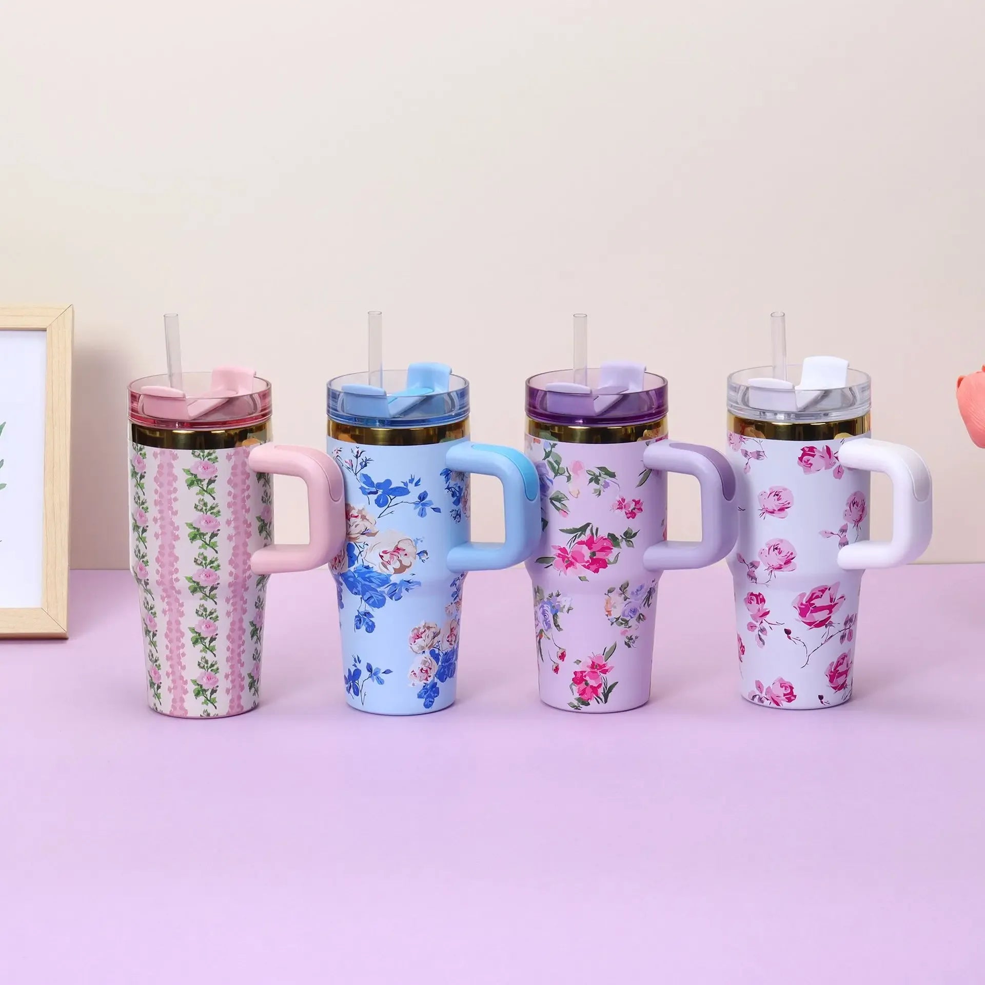 Stanley-Style Mini 40oz Floral Tumbler – Durable & Stylish