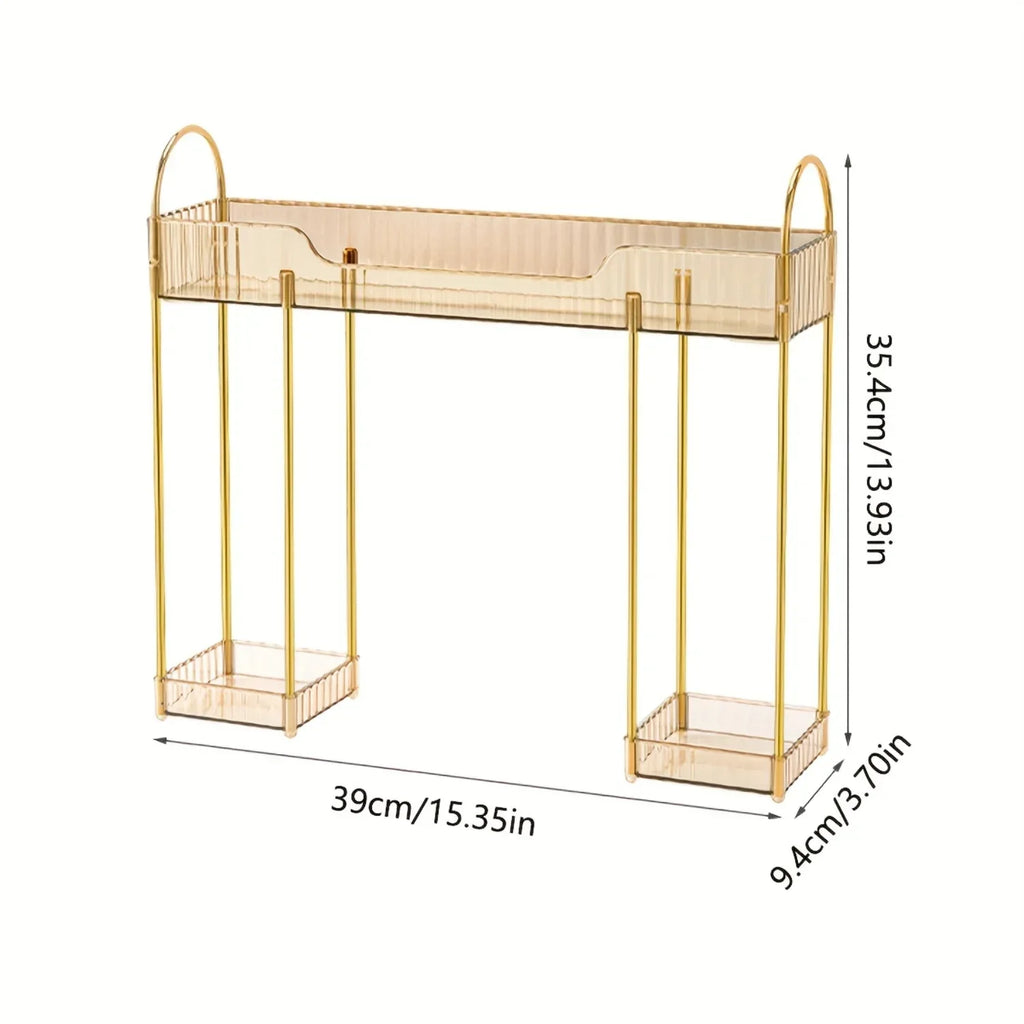 Bathroom Countertop Organizer – 2-Layer Cosmetic Storage Rack with Front Shelves