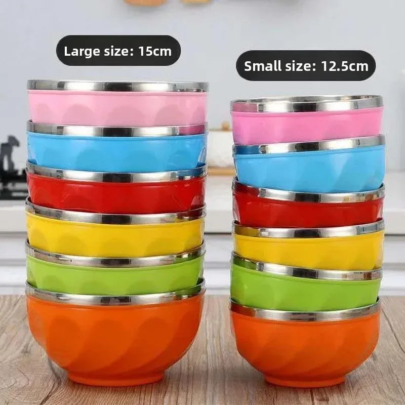 Colorful Stainless Steel Bowl – Heat-Resistant & Anti-Fall (each)