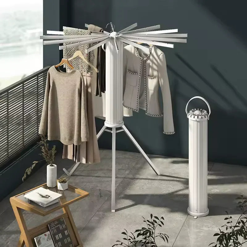 Retractable Folding Drying Rack with Floor Pole – Indoor Balcony Quilt Dryer