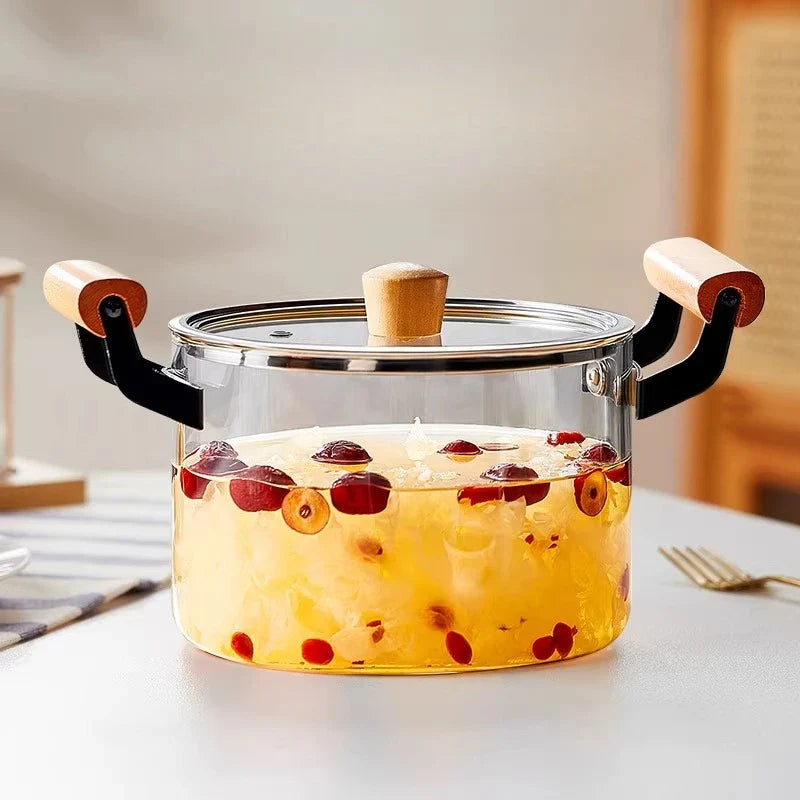 Premium Borosilicate Glass Cooking Pot – Heat Resistant