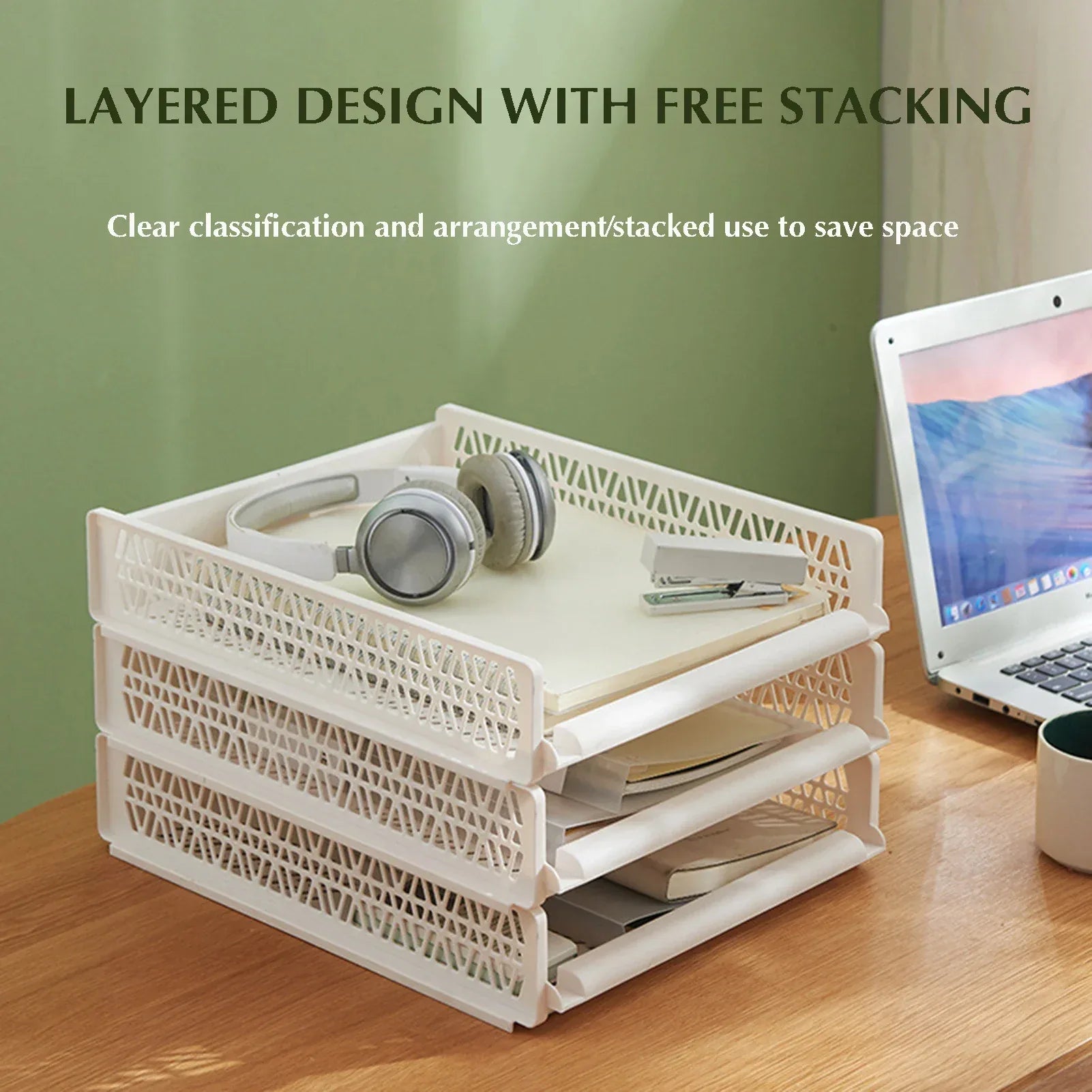 Stackable Plastic Storage Basket – Multipurpose Organizer (each)