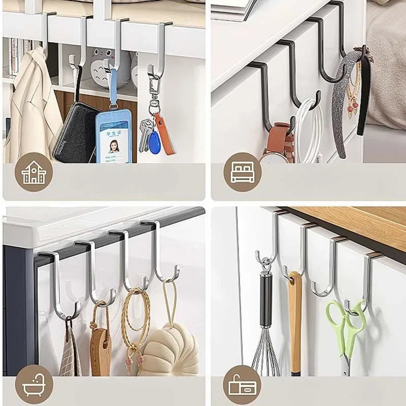 Pack of 3 Stainless Steel S-Shaped Over-Door Hooks – No Drilling Hangers