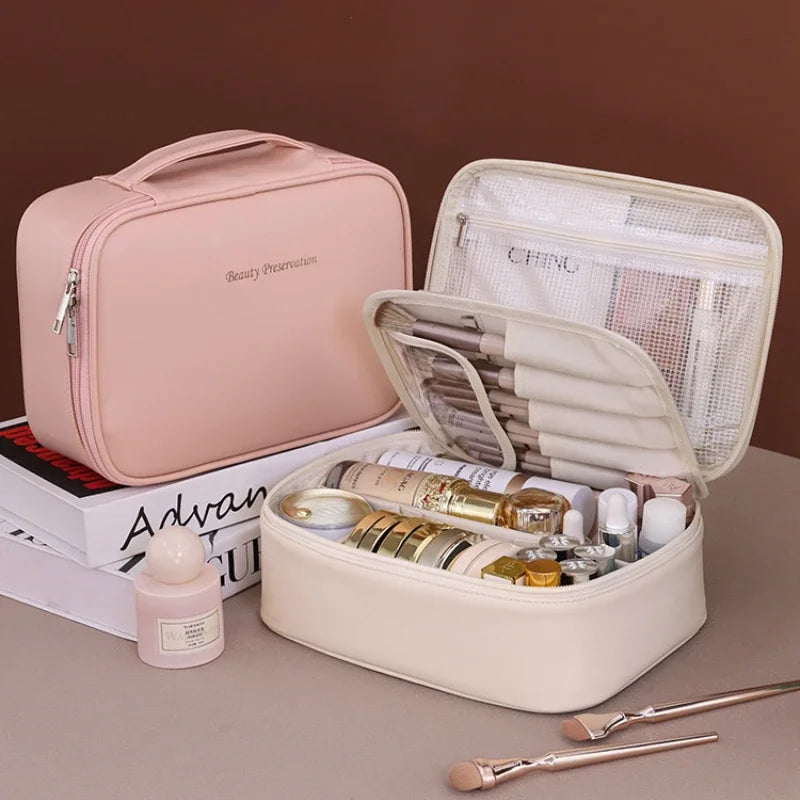 PU Leather Travel Makeup Bag – Large Capacity Organizer (Random color)