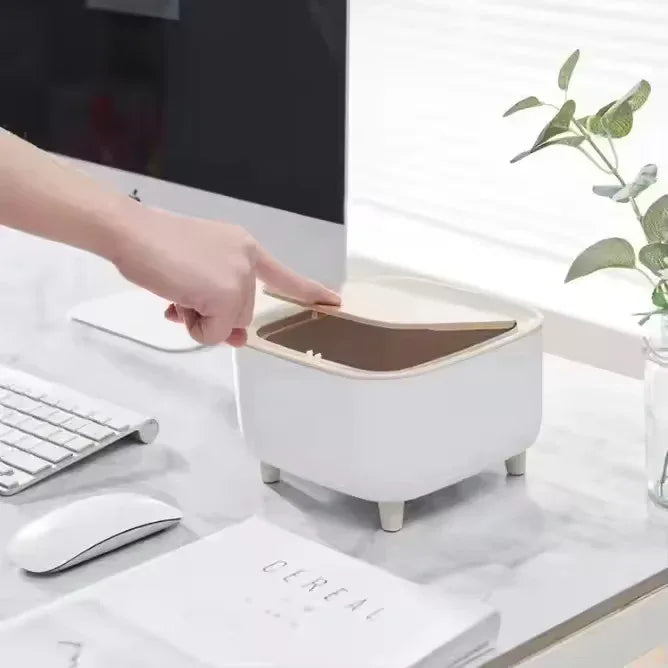 Mini Desktop Trash Can – Small Covered Bin for Desk & Bedroom