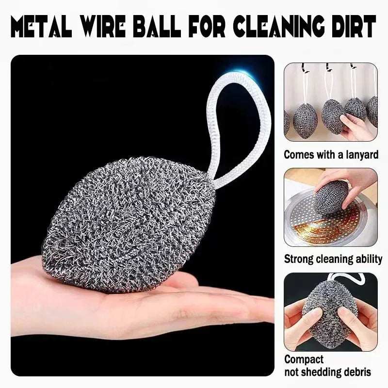 Pack of 2 Stainless Steel Wire Dishwashing Scrubber Balls