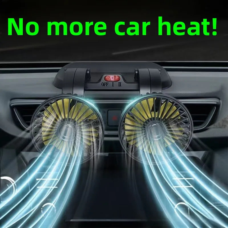 Dual Head 360° Car Cooling Fan 12V