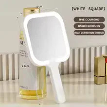 LED Lightening Hand Mirror – Portable Makeup Mirror with Bright Light (Random shape)