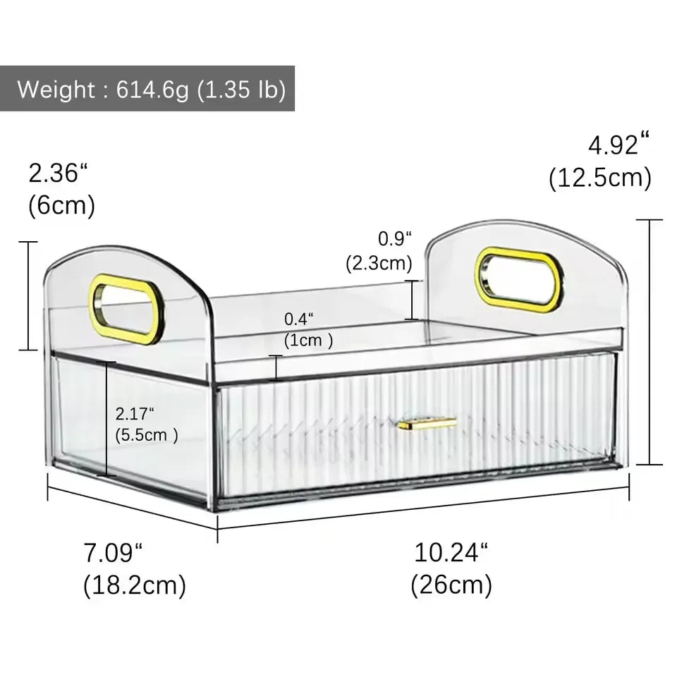 Clear Makeup Organizer with Drawers & Portable Handle