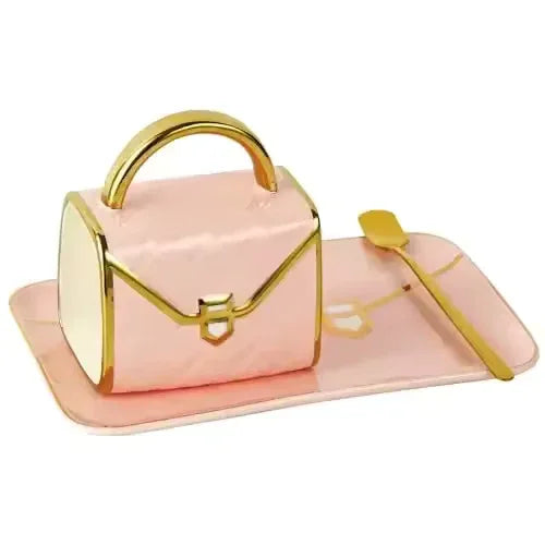 Handbag Coffee Mug with Tray & Spoon – Gift Box Set (Random)
