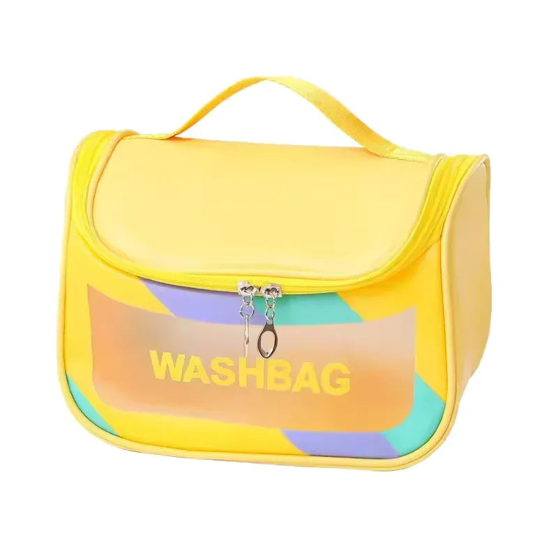 Aesthetic Transparent PU Makeup Bag – Large Waterproof Travel Washbag