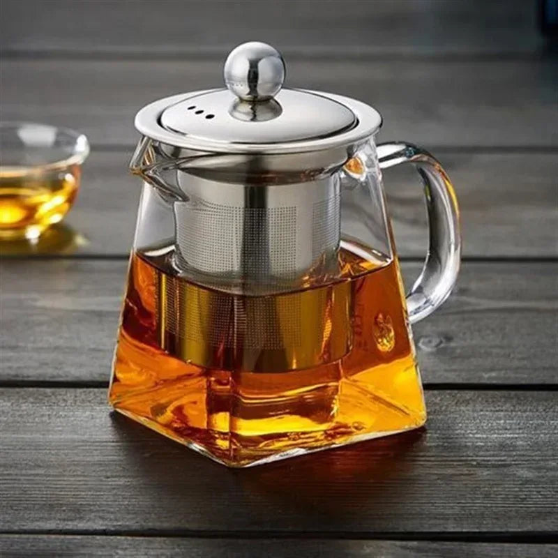 Heat-Resistant Glass Teapot with Stainless Steel Infuser