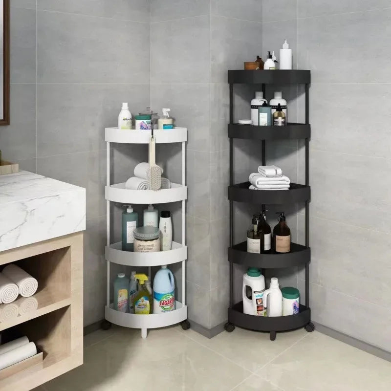 4-Layer Corner Bathroom Rack – Floor-to-Ceiling Triangle Storage Shelf