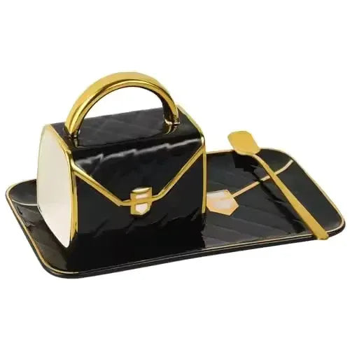 Handbag Coffee Mug with Tray & Spoon – Gift Box Set (Random)
