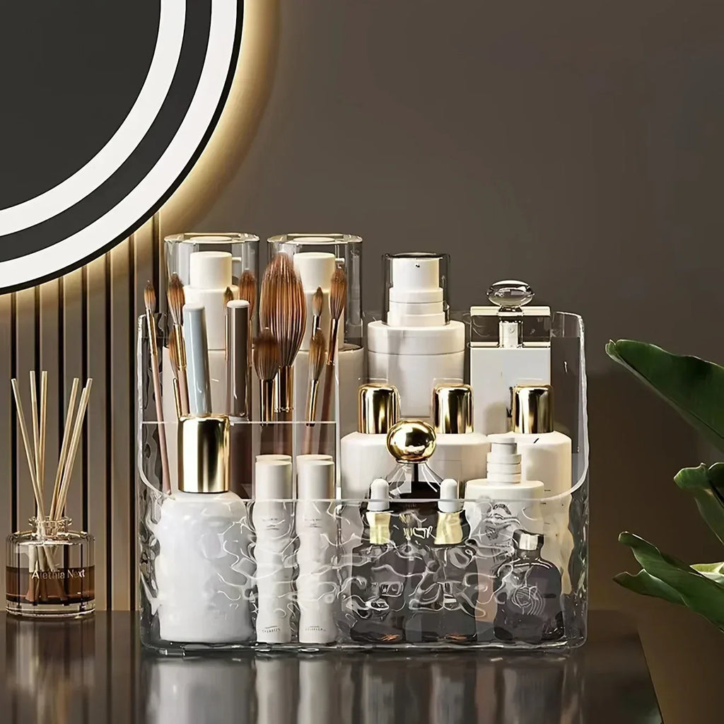 4-Compartment Acrylic Cosmetic Organizer – Transparent Storage Box
