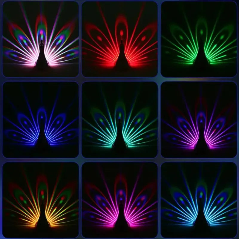 Peacock Projector Lamp with Remote – 9-Mode Night Light