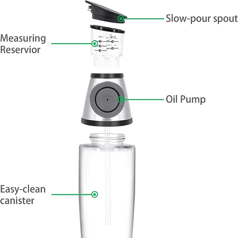 Press & Measure Oil Bottle 500ml – No Spill Control