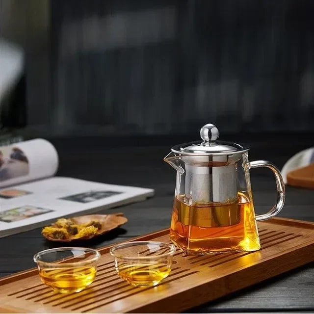Heat-Resistant Glass Teapot with Stainless Steel Infuser