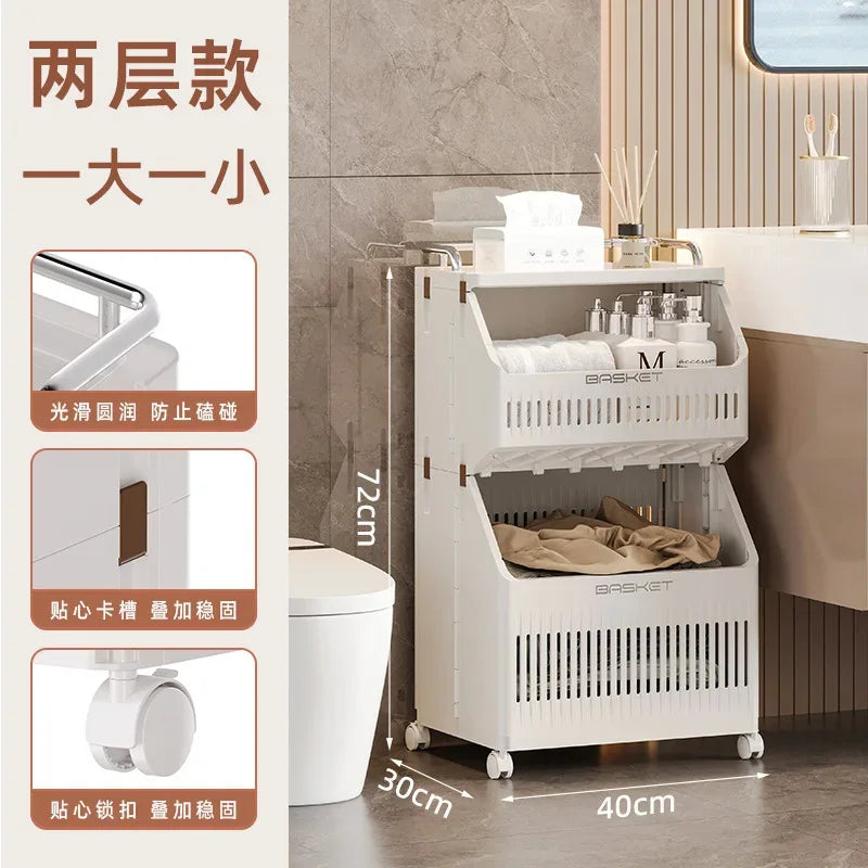 Multi-Layer Dirty Clothes Basket with Wheels – Bathroom Storage