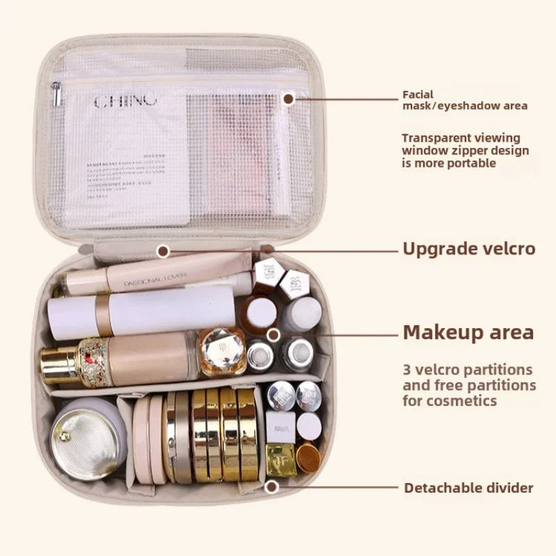 PU Leather Travel Makeup Bag – Large Capacity Organizer (Random color)