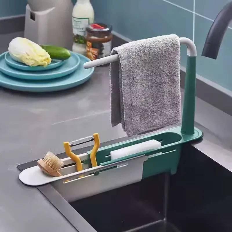 Telescopic Sink Drain Rack – Expandable Sponge Holder & Storage Basket