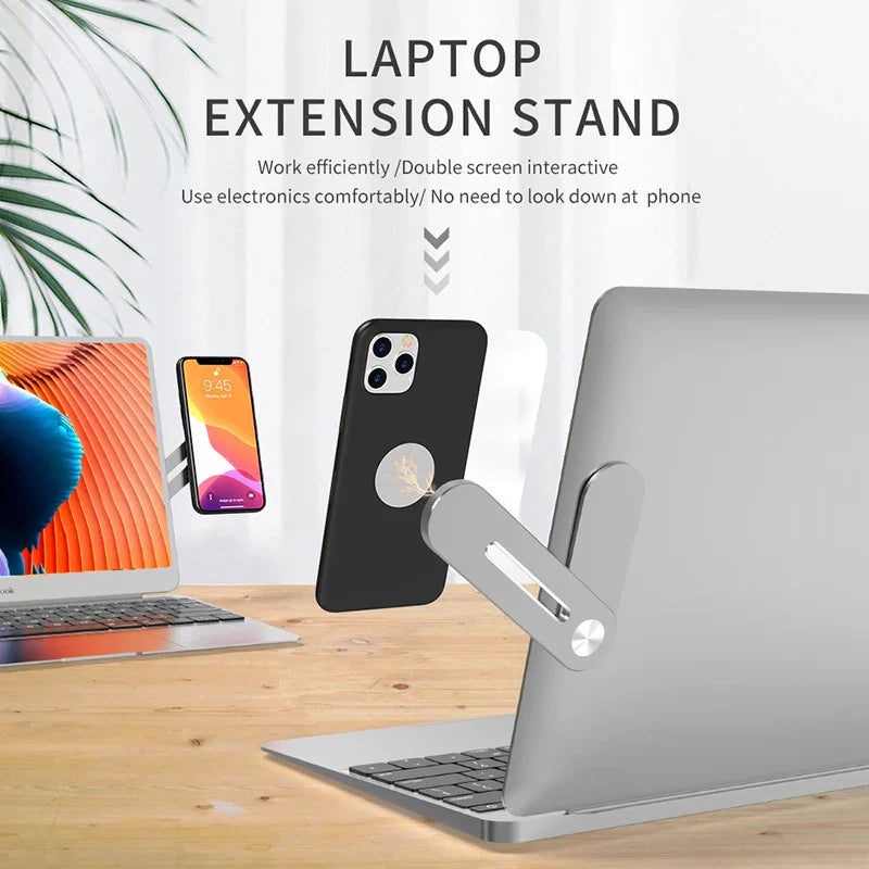 Magnetic Foldable Laptop Side Phone Holder