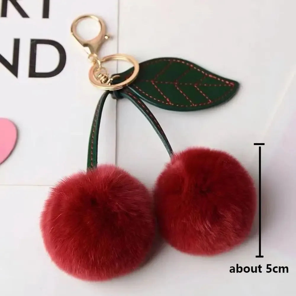 Cherry Plush Toy Keychain – Colorful & Fluffy (Random Color)