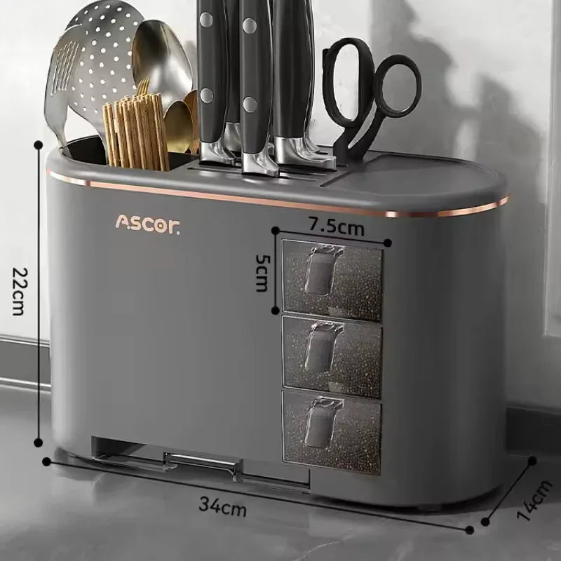 Premium Kitchen Utensils Holder – 3-Drawer Organizer for Cutlery & Tools