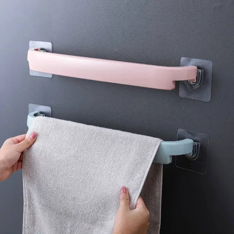 No-Drill Bathroom Towel Rack – Wall Mounted Single Rod Towel Holder (EACH)