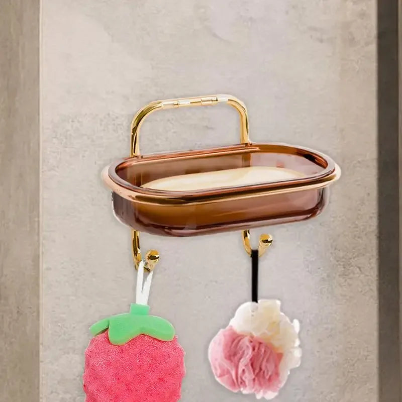 Wall Mount Soap Holder – Adhesive Sponge & Soap Tray with Drain (Random color)