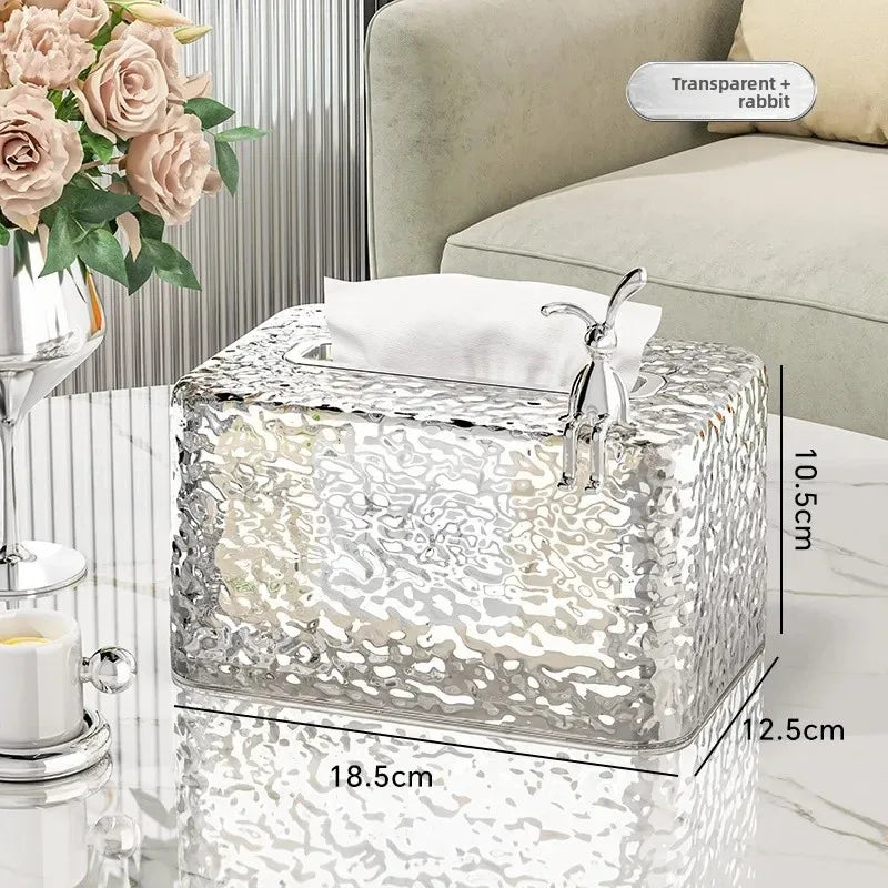 Transparent Bunny Tissue Box – Water Wave Luxury Design