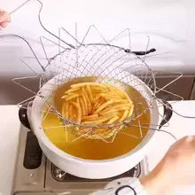 Stainless Steel Folding Oil Fry Basket – Kitchen Oil Drain & Filtration Tool