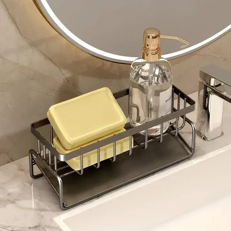 Punch-Free Kitchen Sink Storage Rack – Faucet Sponge Holder